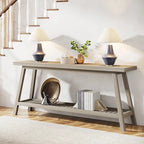 Table console de ferme de 70,9 pouces à 2 niveaux, étroite et longue, à placer derrière le canapé