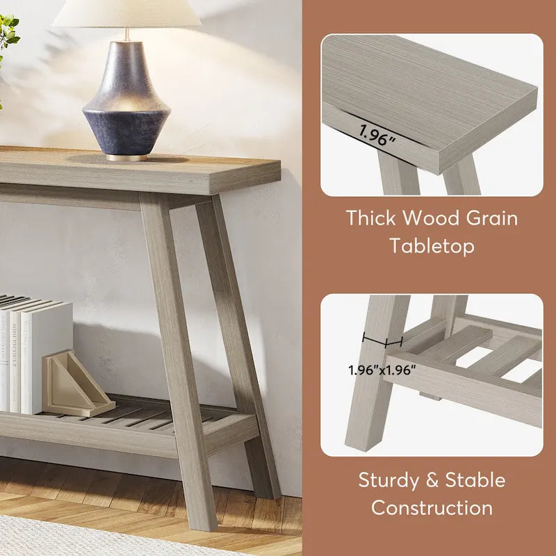 Table console de ferme de 70,9 pouces à 2 niveaux, étroite et longue, à placer derrière le canapé