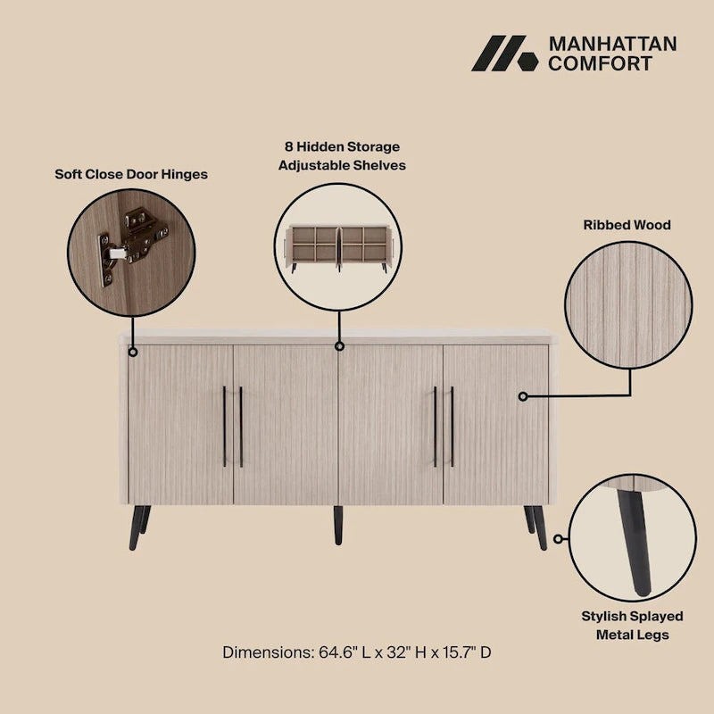 Madia Manhattan Comfort Mid Century Modern Jodie da 64.6 pollici