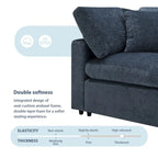 Divano letto componibile a U in ciniglia con pouf