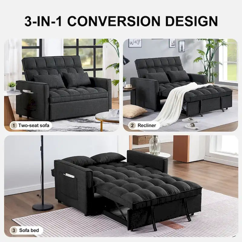 Divanetto Reclinabile Convertibile con Imbottitura Capitonnè, Allungabile, Lunghezza Moderna 76,5 cm