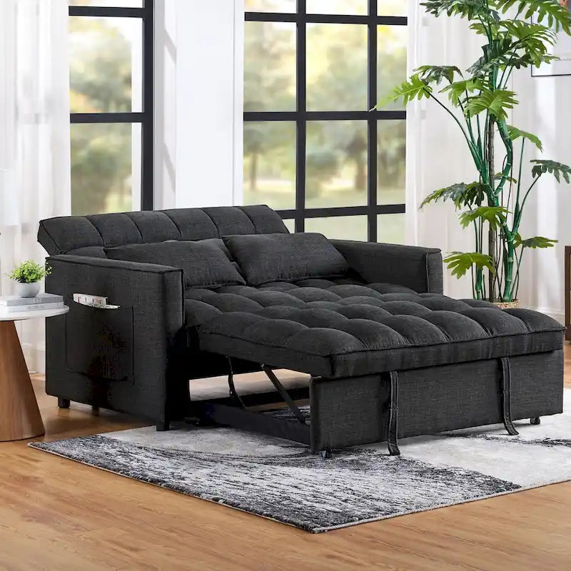 Divanetto Reclinabile Convertibile con Imbottitura Capitonnè, Allungabile, Lunghezza Moderna 76,5 cm