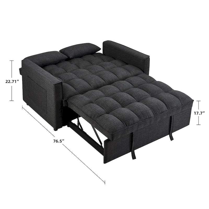 Divanetto Reclinabile Convertibile con Imbottitura Capitonnè, Allungabile, Lunghezza Moderna 76,5 cm