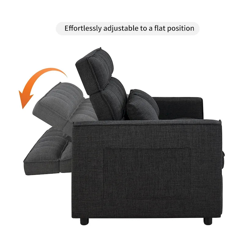 Divanetto Reclinabile Convertibile con Imbottitura Capitonnè, Allungabile, Lunghezza Moderna 76,5 cm