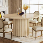 Table à manger ronde pour 4 personnes avec piètement en métal pour salle à manger, cuisine, salon (chaises non incluses)