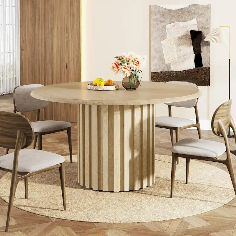 Table à manger ronde pour 4 personnes avec piètement en métal pour salle à manger, cuisine, salon (chaises non incluses)