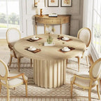 Table à manger ronde pour 4 personnes avec piètement en métal pour salle à manger, cuisine, salon (chaises non incluses)