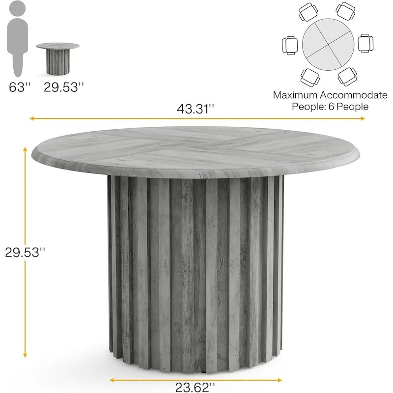 Table à manger ronde pour 4 personnes avec piètement en métal pour salle à manger, cuisine, salon (chaises non incluses)