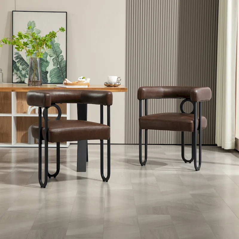 Chaises de salle à manger d'appoint modernes rembourrées en tissu chenille pour le salon (lot de 2)