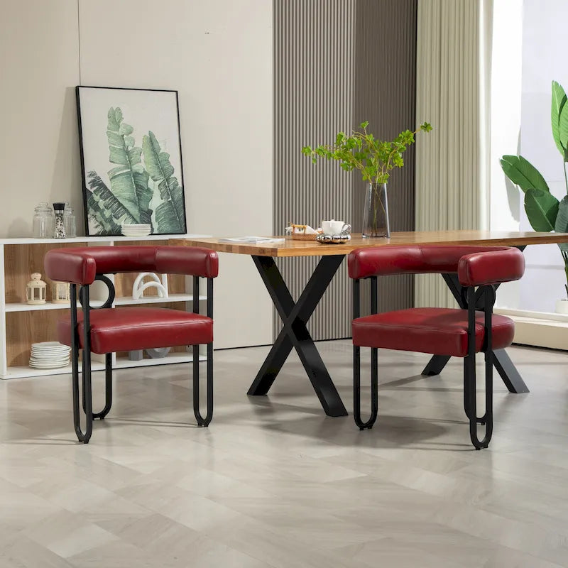 Chaises de salle à manger d'appoint modernes rembourrées en tissu chenille pour le salon (lot de 2)