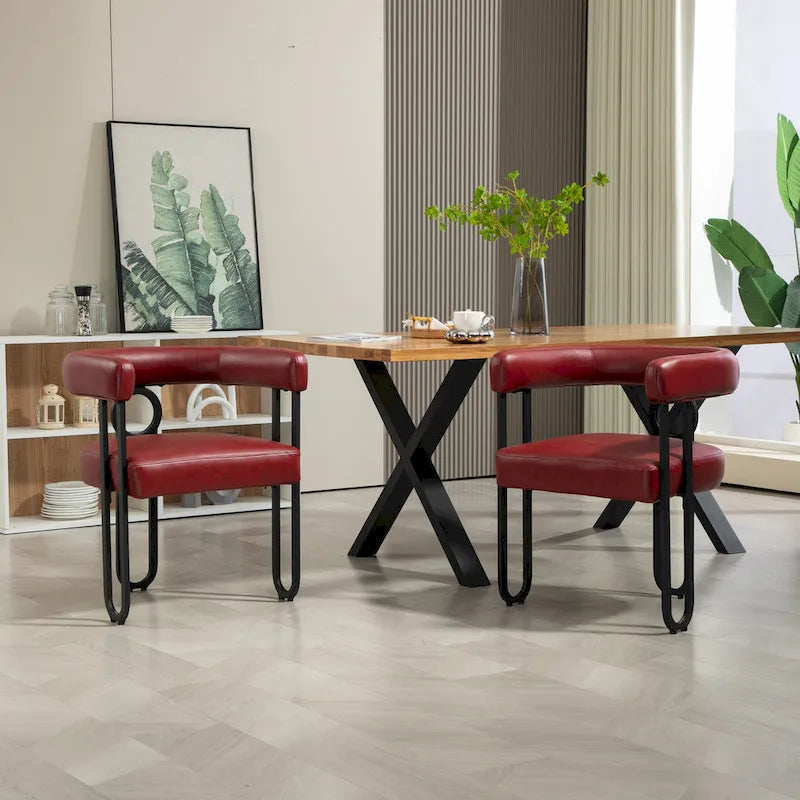 Sedie da pranzo d'accento moderne imbottite in ciniglia per soggiorno (set da 2)