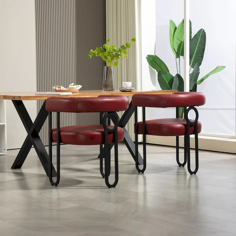 Sedie da pranzo d'accento moderne imbottite in ciniglia per soggiorno (set da 2)