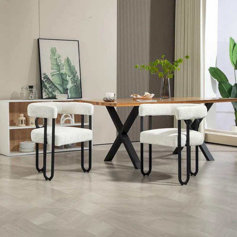 Sedie da pranzo d'accento moderne imbottite in ciniglia per soggiorno (set da 2)