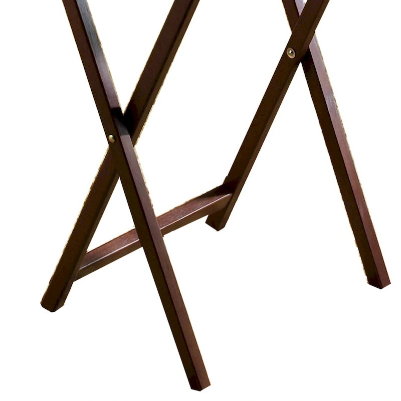 Tavolini vassoio pieghevoli per TV PJ Wood con ripiano salvaspazio compatto, espresso, set da 5 pezzi - 36,38