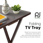 Tavolini vassoio pieghevoli per TV PJ Wood con ripiano salvaspazio compatto, espresso, set da 5 pezzi - 36,38