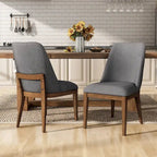Chaises de salle à manger arrondies en bois massif Leopold de Furniture of America (Lot de 2)