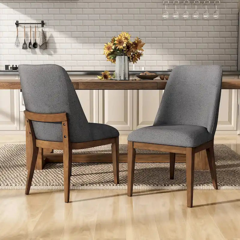 Chaises de salle à manger arrondies en bois massif Leopold de Furniture of America (Lot de 2)