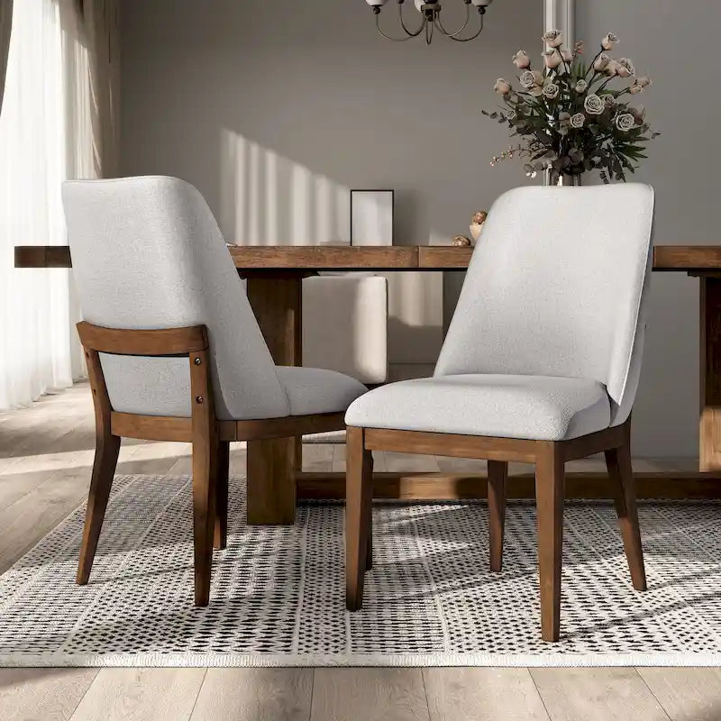 Chaises de salle à manger arrondies en bois massif Leopold de Furniture of America (Lot de 2)