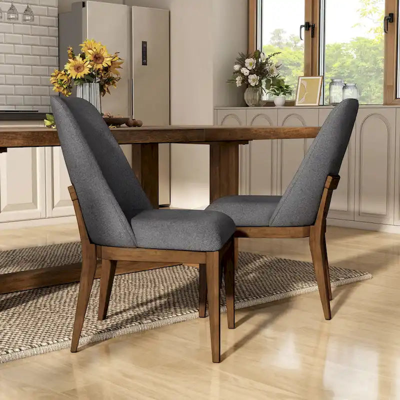 Chaises de salle à manger arrondies en bois massif Leopold de Furniture of America (Lot de 2)