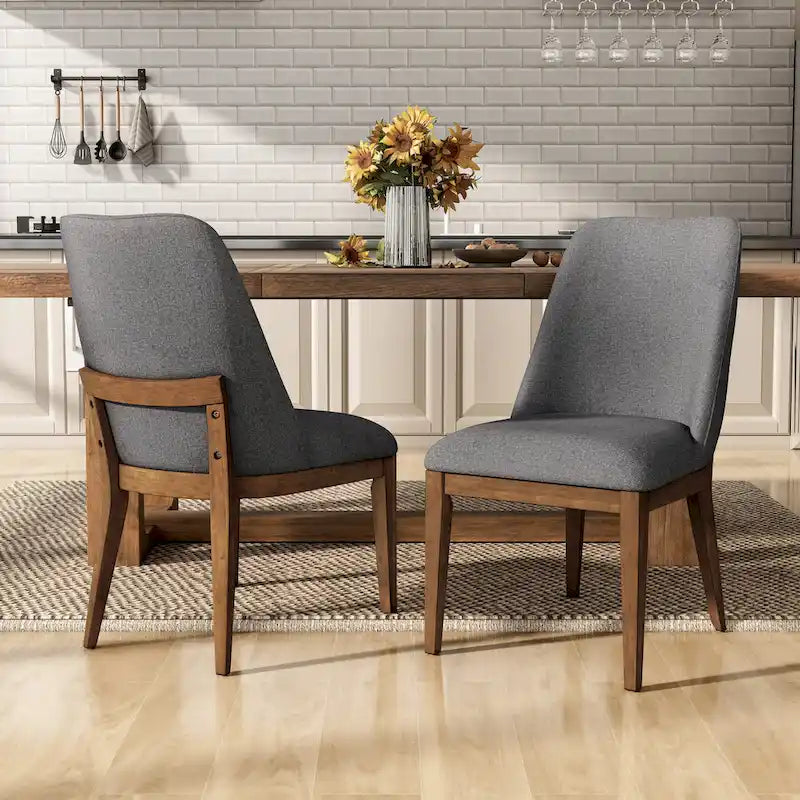 Chaises de salle à manger arrondies en bois massif Leopold de Furniture of America (Lot de 2)