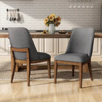 Chaises de salle à manger arrondies en bois massif Leopold de Furniture of America (Lot de 2)