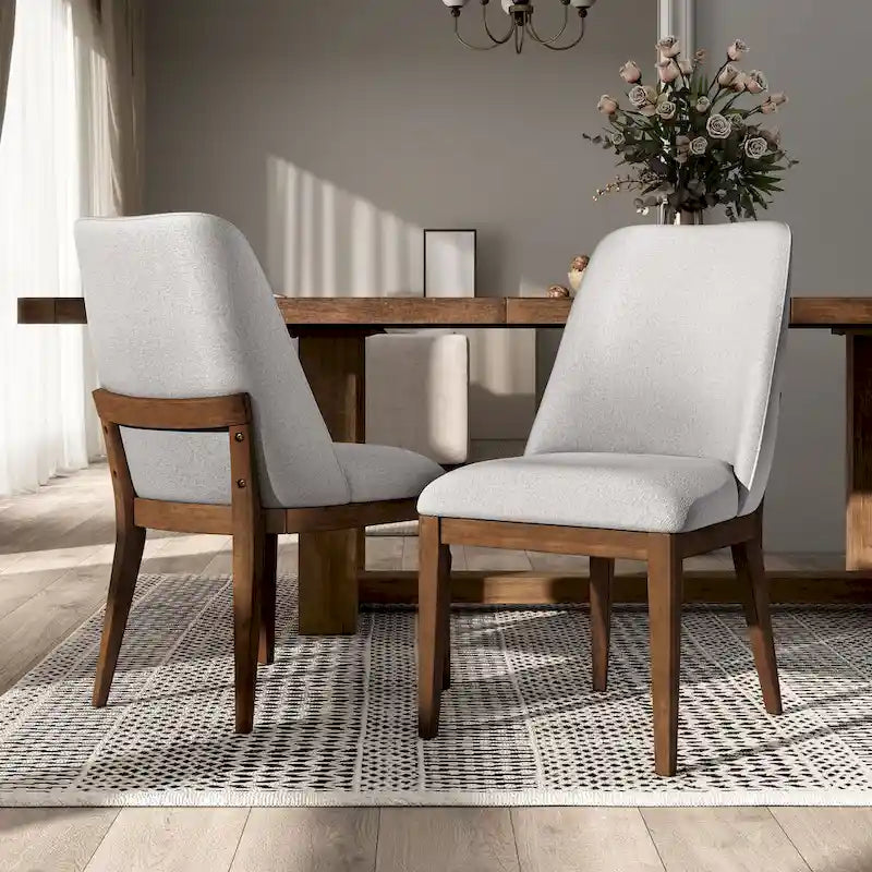 Chaises de salle à manger arrondies en bois massif Leopold de Furniture of America (Lot de 2)