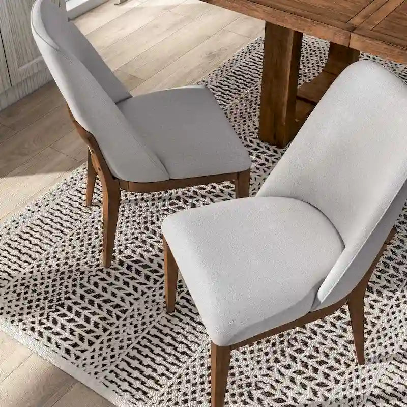 Chaises de salle à manger arrondies en bois massif Leopold de Furniture of America (Lot de 2)