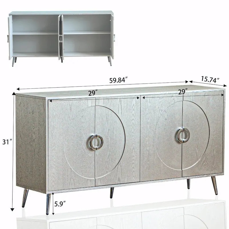 Madia/Credenza moderna laccata in legno a 4 ante