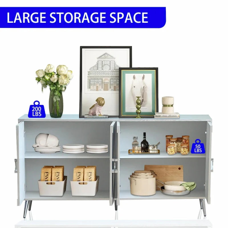 Madia/Credenza moderna laccata in legno a 4 ante