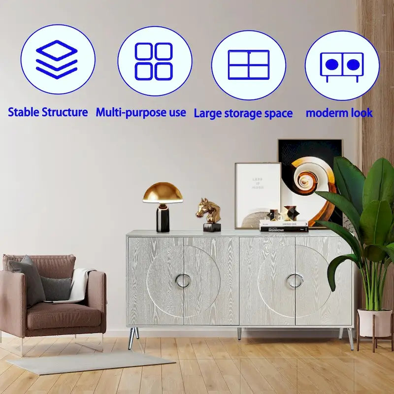 Madia/Credenza moderna laccata in legno a 4 ante