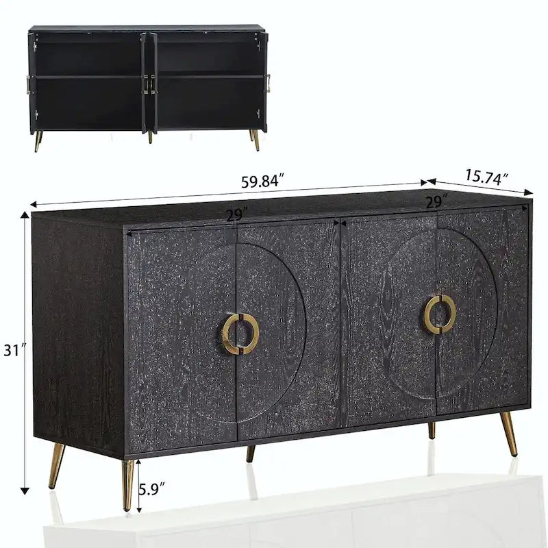 Madia/Credenza moderna laccata in legno a 4 ante