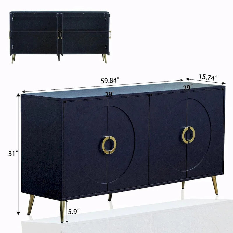 Madia/Credenza moderna laccata in legno a 4 ante