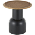 Tavolino da appoggio/finale piedistallo in metallo fatto a mano con piano in rattan marrone - Nero - Roche River Decor