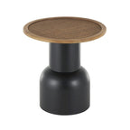 Tavolino da appoggio/finale piedistallo in metallo fatto a mano con piano in rattan marrone - Nero - Roche River Decor