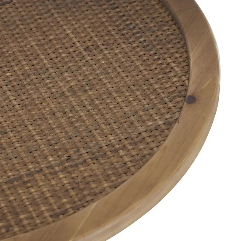 Tavolino da appoggio/finale piedistallo in metallo fatto a mano con piano in rattan marrone - Nero - Roche River Decor