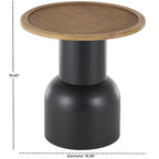 Tavolino da appoggio/finale piedistallo in metallo fatto a mano con piano in rattan marrone - Nero - Roche River Decor