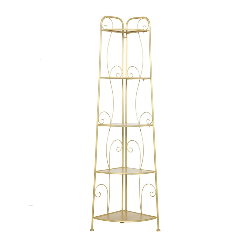 Scaffale pieghevole alto a 5 ripiani in metallo a spirale per interni ed esterni - Oro o Bianco - Roche River Decor