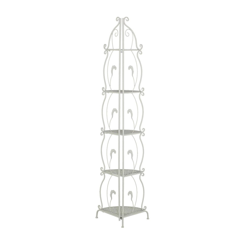 Scaffale pieghevole alto a 5 ripiani in metallo a spirale per interni ed esterni - Oro o Bianco - Roche River Decor