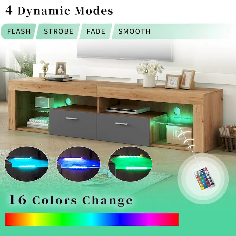 Mobili porta TV di design moderno per TV fino a 80 pollici, mobile TV con luci LED, mobile multimediale con 6 armadietti contenitori