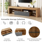 Mobili porta TV di design moderno per TV fino a 80 pollici, mobile TV con luci LED, mobile multimediale con 6 armadietti contenitori