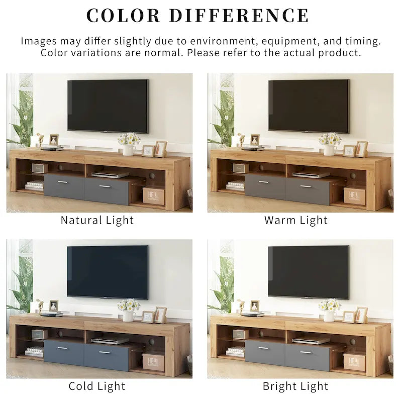 Mobili porta TV di design moderno per TV fino a 80 pollici, mobile TV con luci LED, mobile multimediale con 6 armadietti contenitori