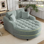 Divano Letto Chaise Longue in ciniglia, Divano Imbottito con Schienale Trapuntato e 2 Cuscini Rimovibili per Soggiorno