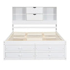 Letto a piattaforma King Size con testiera contenitore e 8 cassetti