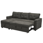 Divano componibile convertibile reversibile con letto estraibile, chaise longue con contenitore nascosto e gambe durevoli