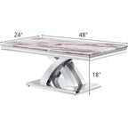 Tavolino da Caffè Moderno 48, Tavolino Rettangolare con Base a X, Tavolino Pedestal per Soggiorno