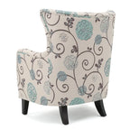 Poltrona imbottita schienale alto Modern Retro 30,25" con gambe in legno per soggiorno