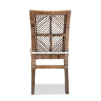 Sedia da pranzo Laluna bohémien moderna in rattan/legno di mogano con cuscino