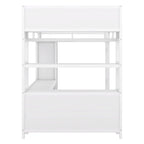 Letto a soppalco in metallo Off-White con scrivania e armadio - Matrimoniale