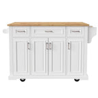 Grande isola da cucina con ribalta in legno, carrello da cucina arrotolabile con texture in rilievo, ante e cassetti con contenitore per cucina, bianco
