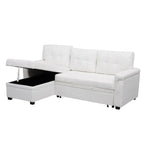 Divano sezionale reversibile con letto estraibile, chaise longue con contenitore nascosto, gambe durevoli,
